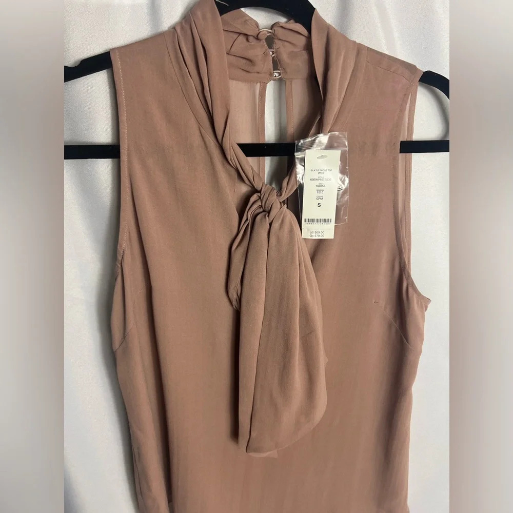 bebe Rose Brown Tie-Neck Sleeveless Tank Top